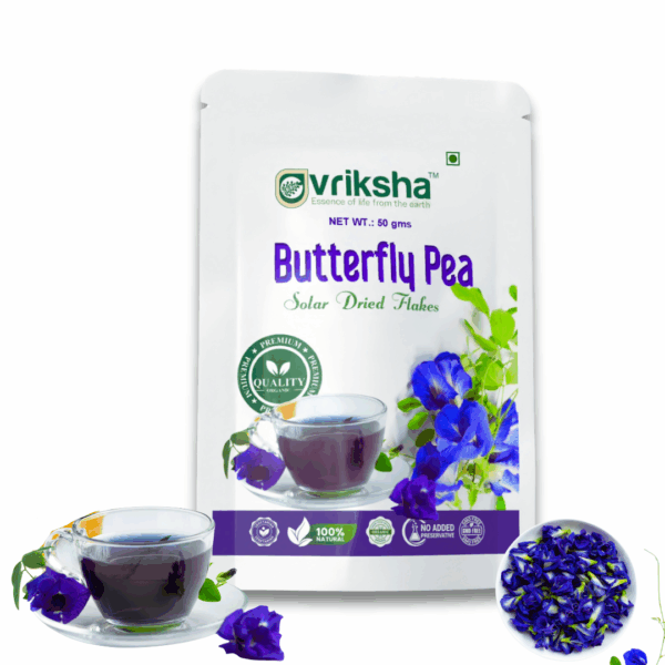 Vriksha Butterfly Pea Flower Flakes | Enhance cognitive function and Memory | Caffeine-free